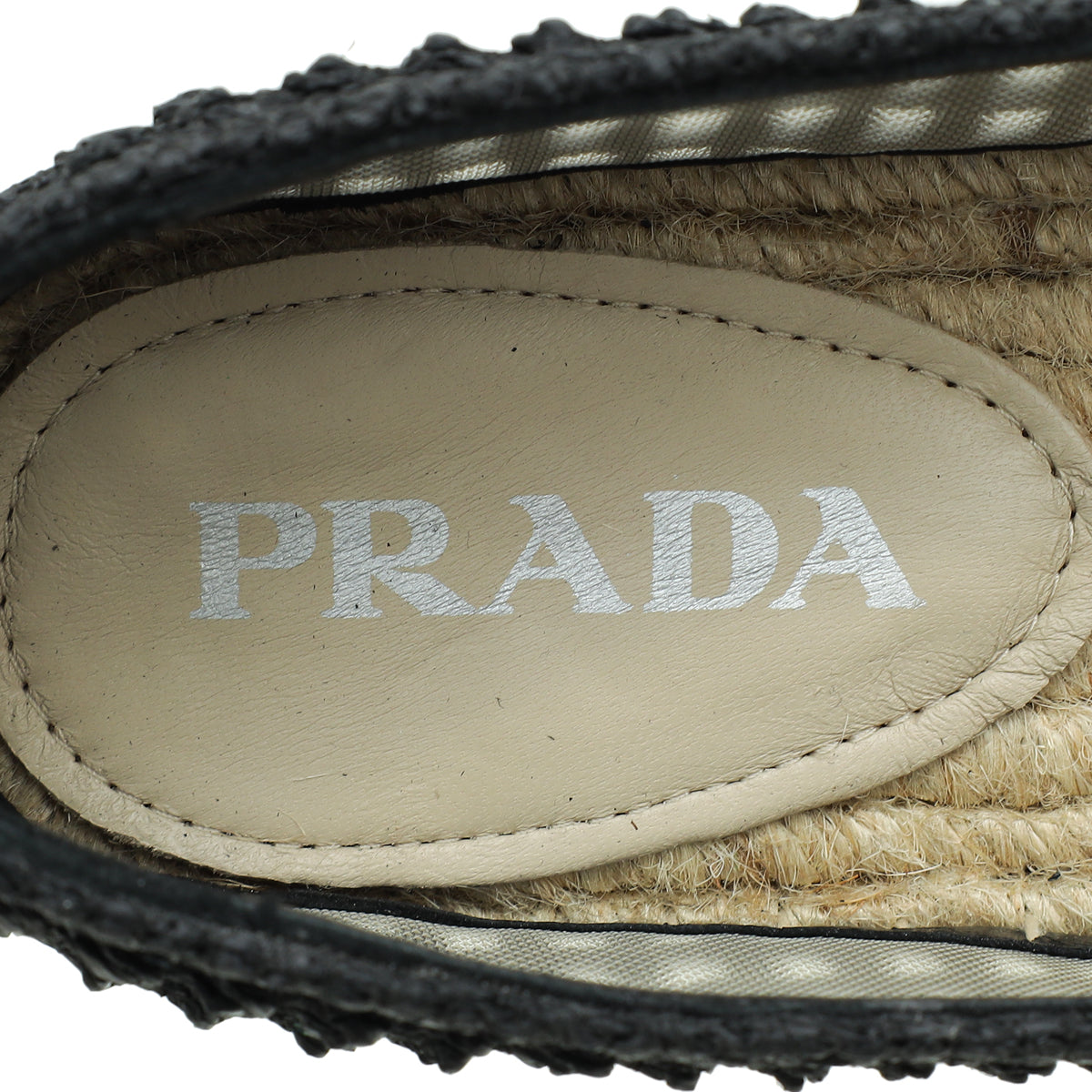 Prada Black Triangle Logo Crochet Espadrille 37