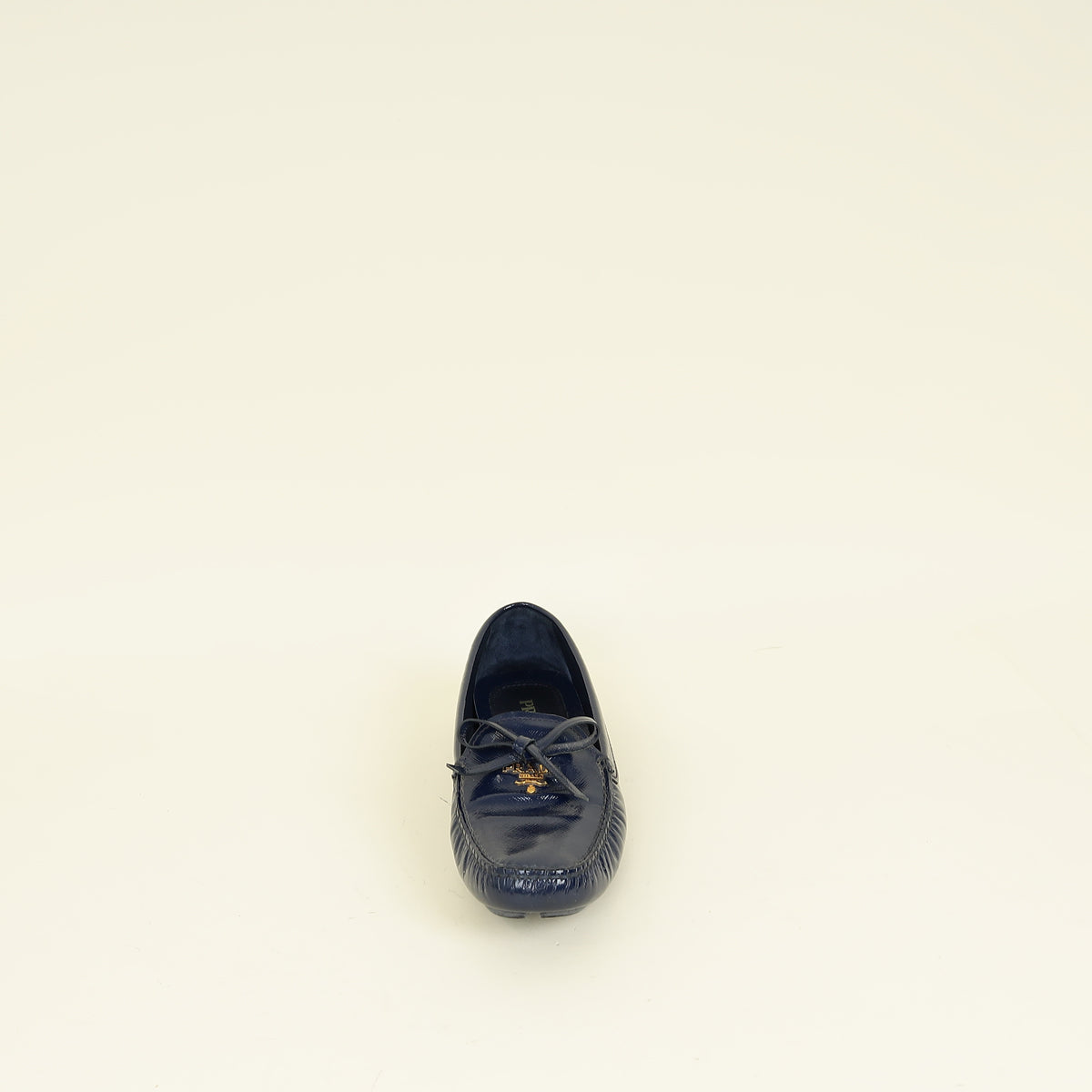 Prada Blue Vernice Bow Loafers 38.5