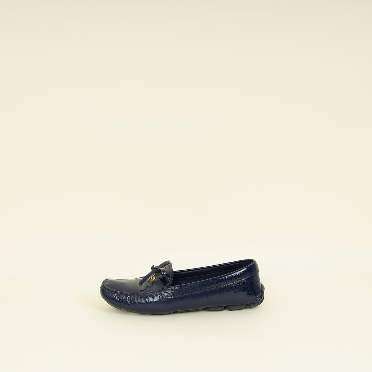 Prada Blue Vernice Bow Loafers 38.5