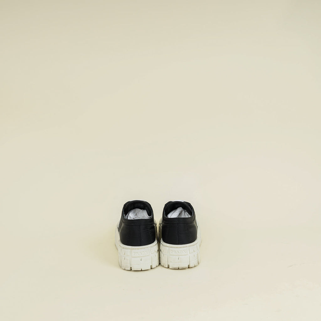 Prada Black Re-Nylon Double Wheel Gabardine Sneakers 38