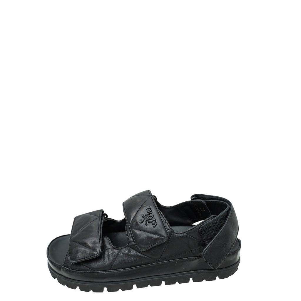 Prada Black Logo Strap Chunky Sandal 38