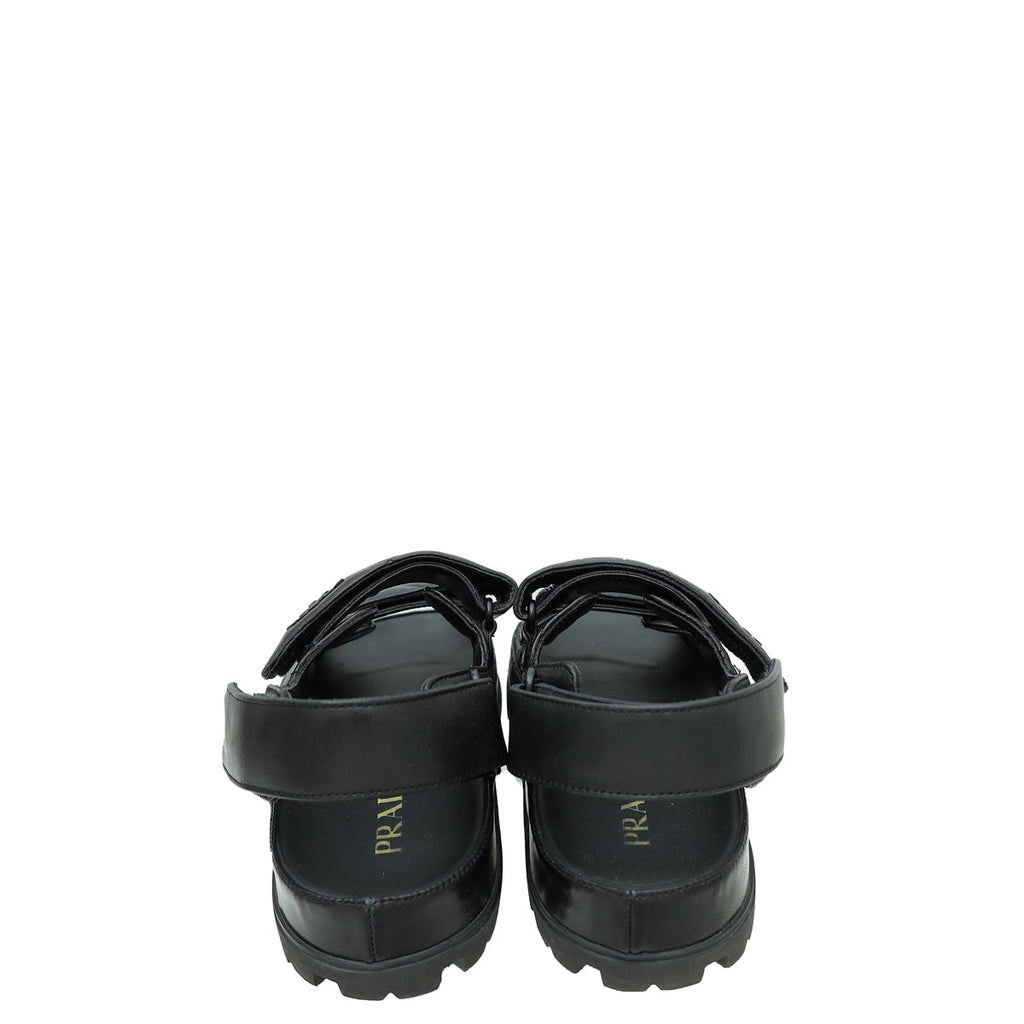 Prada Black Logo Strap Chunky Sandal 38