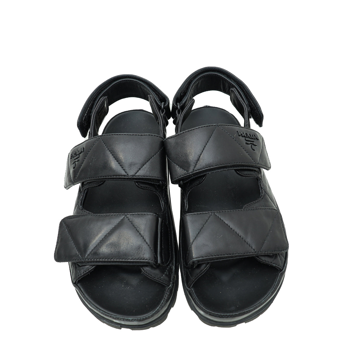 Prada Black Logo Strap Chunky Sandal 38