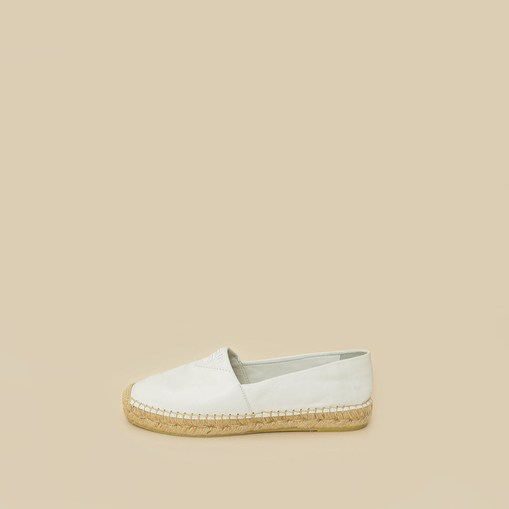 Prada White Soft Nappa Espadrille 38