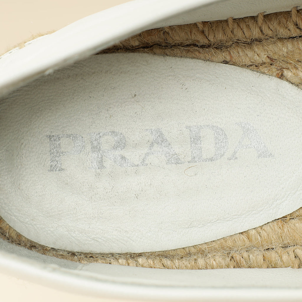 Prada White Soft Nappa Espadrille 38