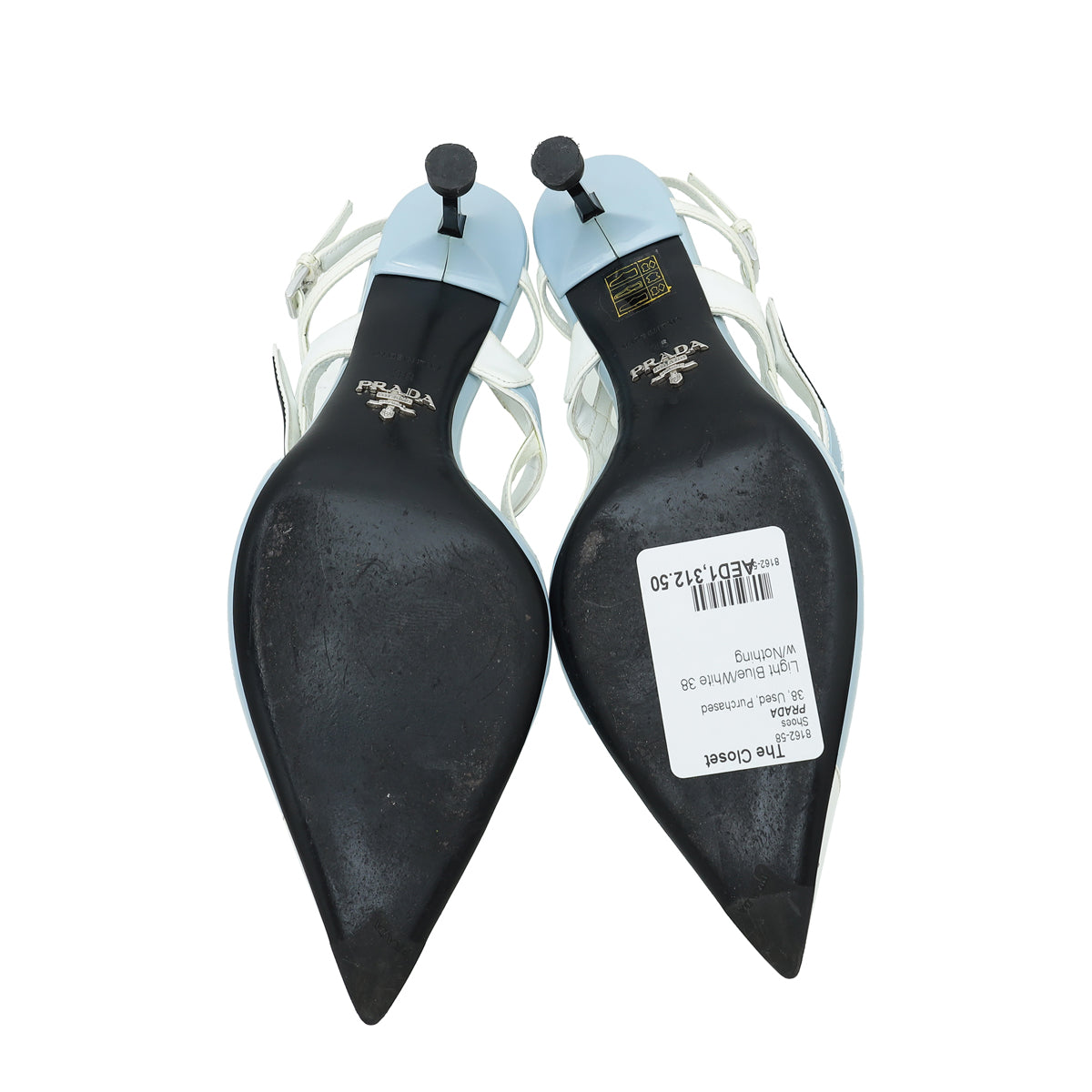 Prada Bicolor Brushed Slingback Heels 38
