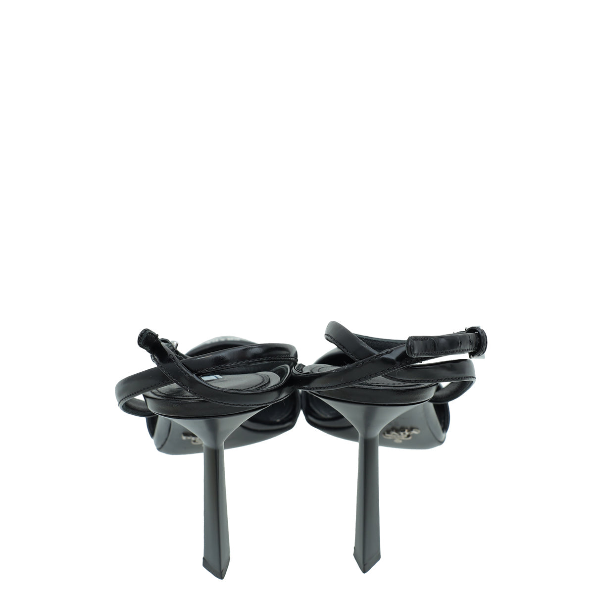 Prada Black Logo Round Toe Slingback Pump 38