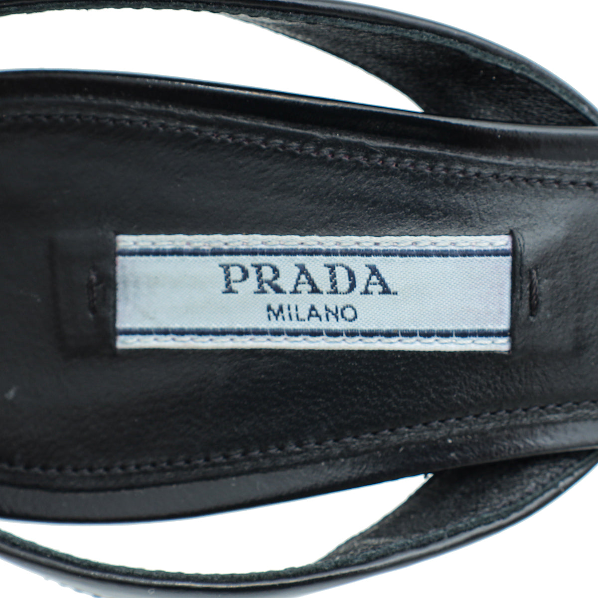 Prada Black Logo Round Toe Slingback Pump 38