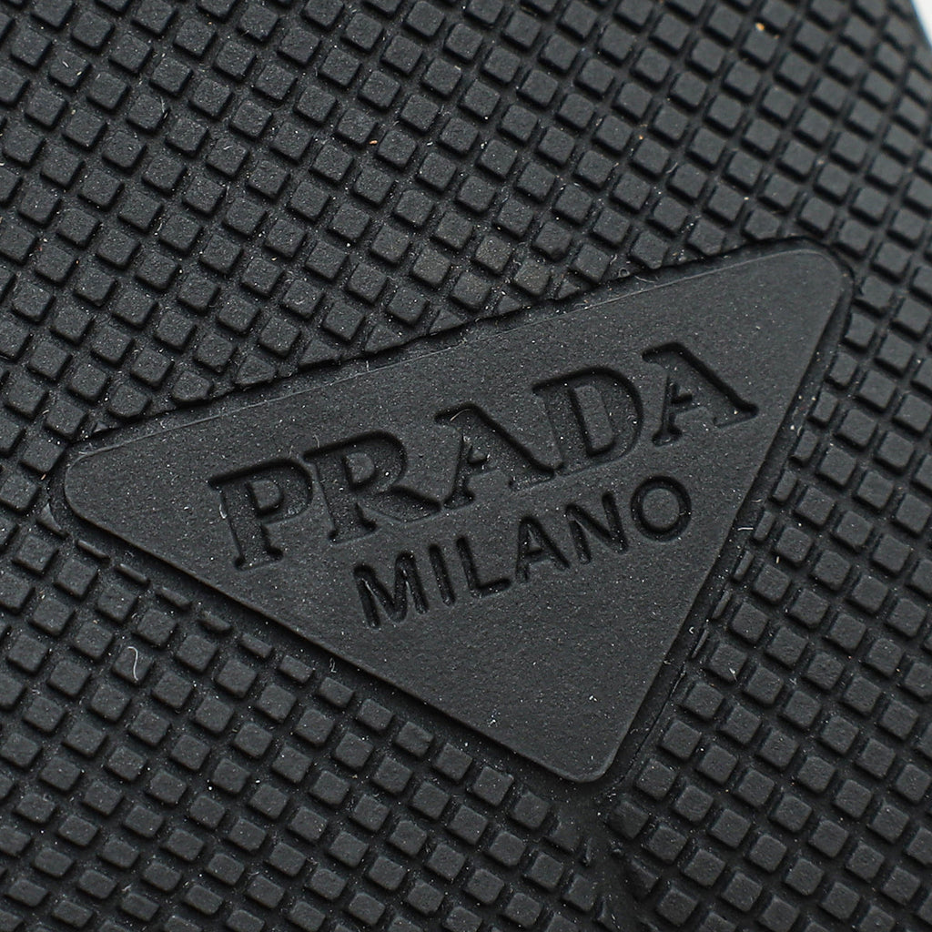 Prada Black Logo Satin Crystal Slingback Pump 39