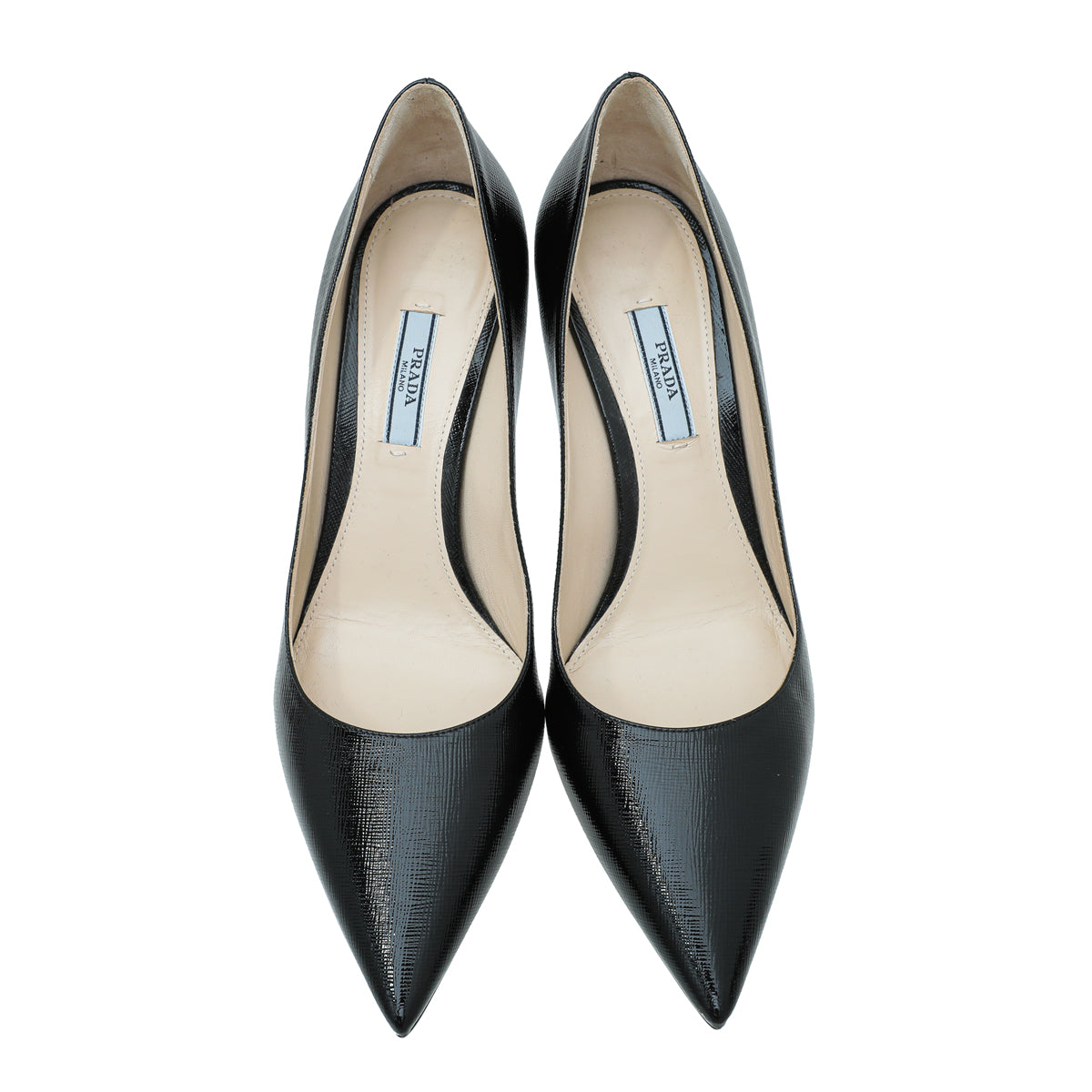 Prada Black Vernis Pointed Toe Pumps 40