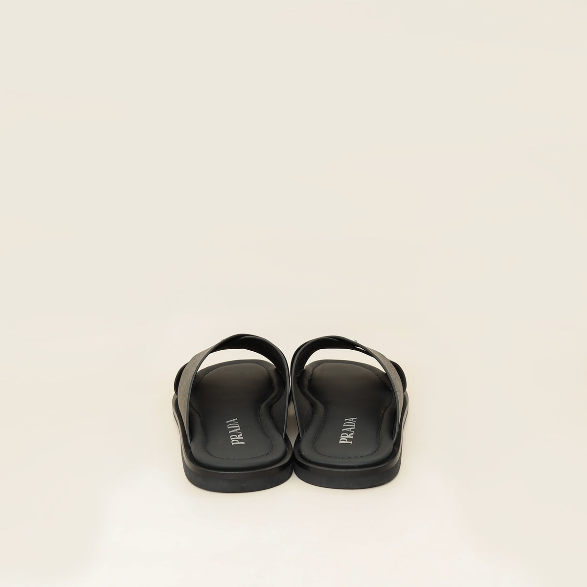 Prada Black Logo Crisscross Slides Men's Sandal 9.5