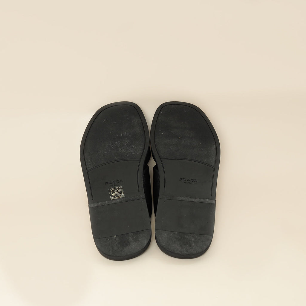 Prada Black Logo Crisscross Slides Men's Sandal 9.5
