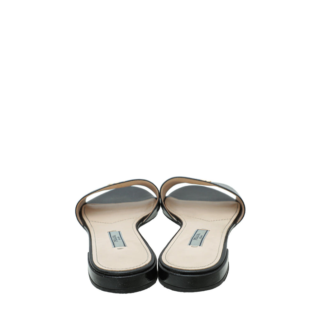 Prada Black Logo Slide Sandals 37