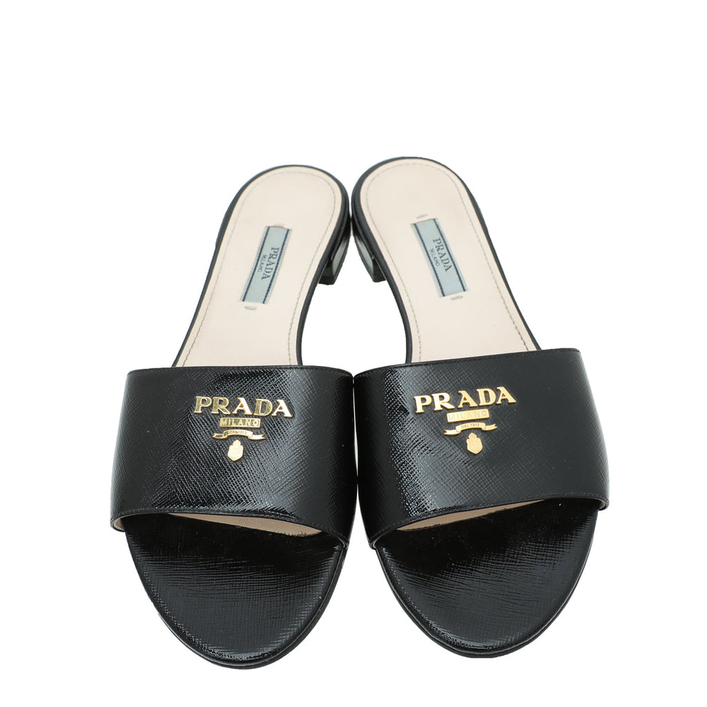 Prada Black Logo Slide Sandals 37