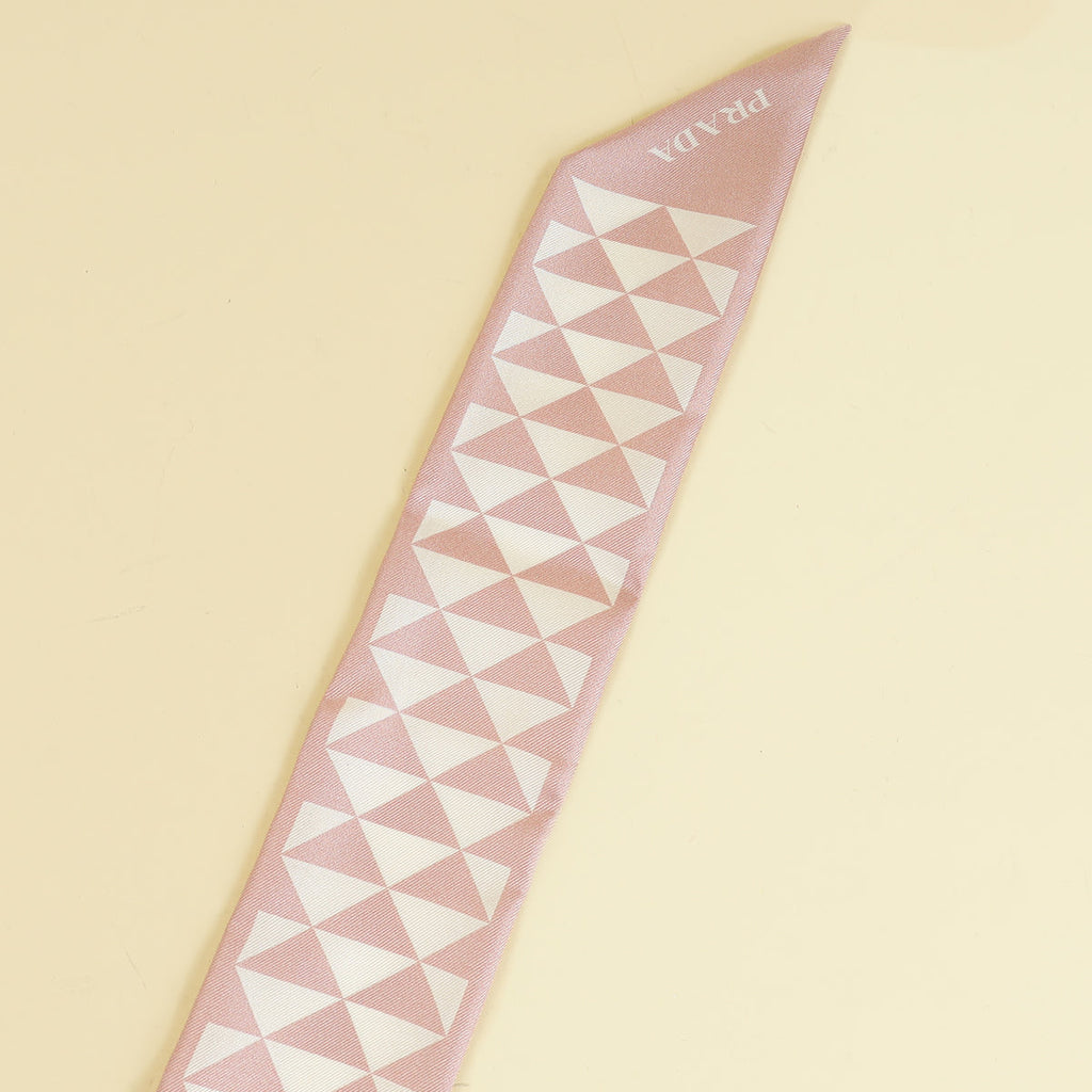 Prada Bicolor Triangle Symbole Print Silk Twill Scarf