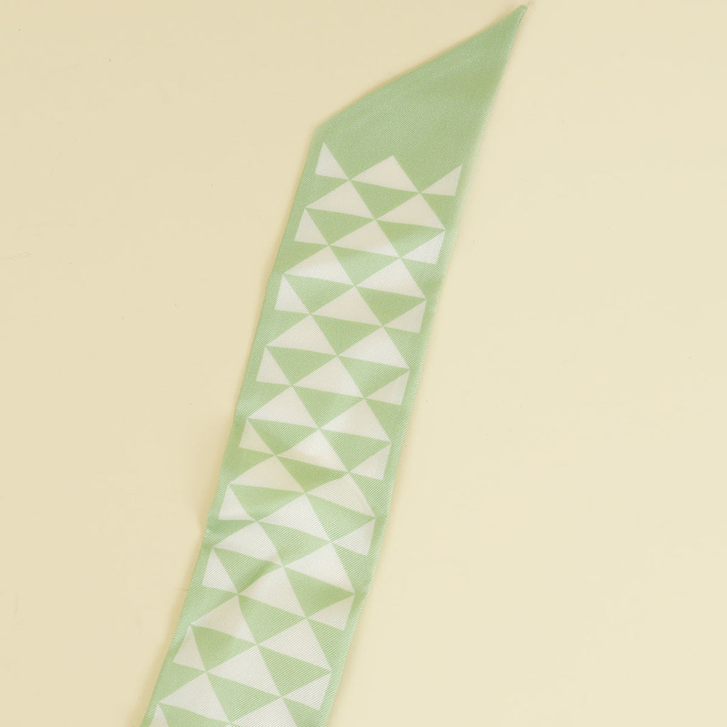 Prada Bicolor Triangle Symbole Print Silk Twill Scarf