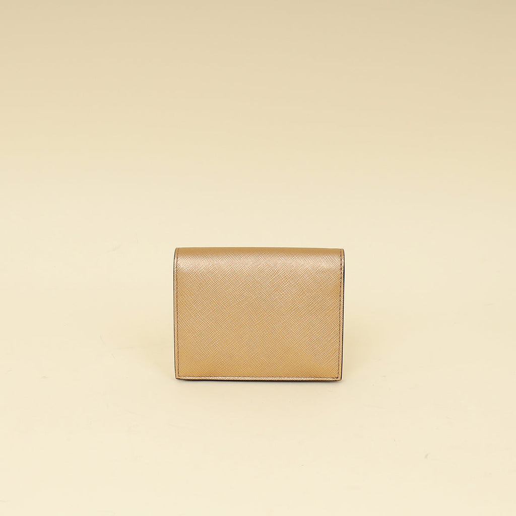 Prada Metallic Champaign Gold Shine Small Wallet