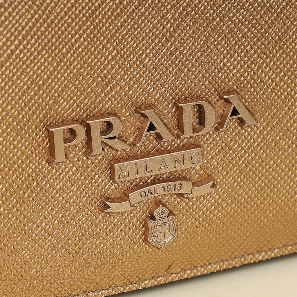 Prada Metallic Champaign Gold Shine Small Wallet