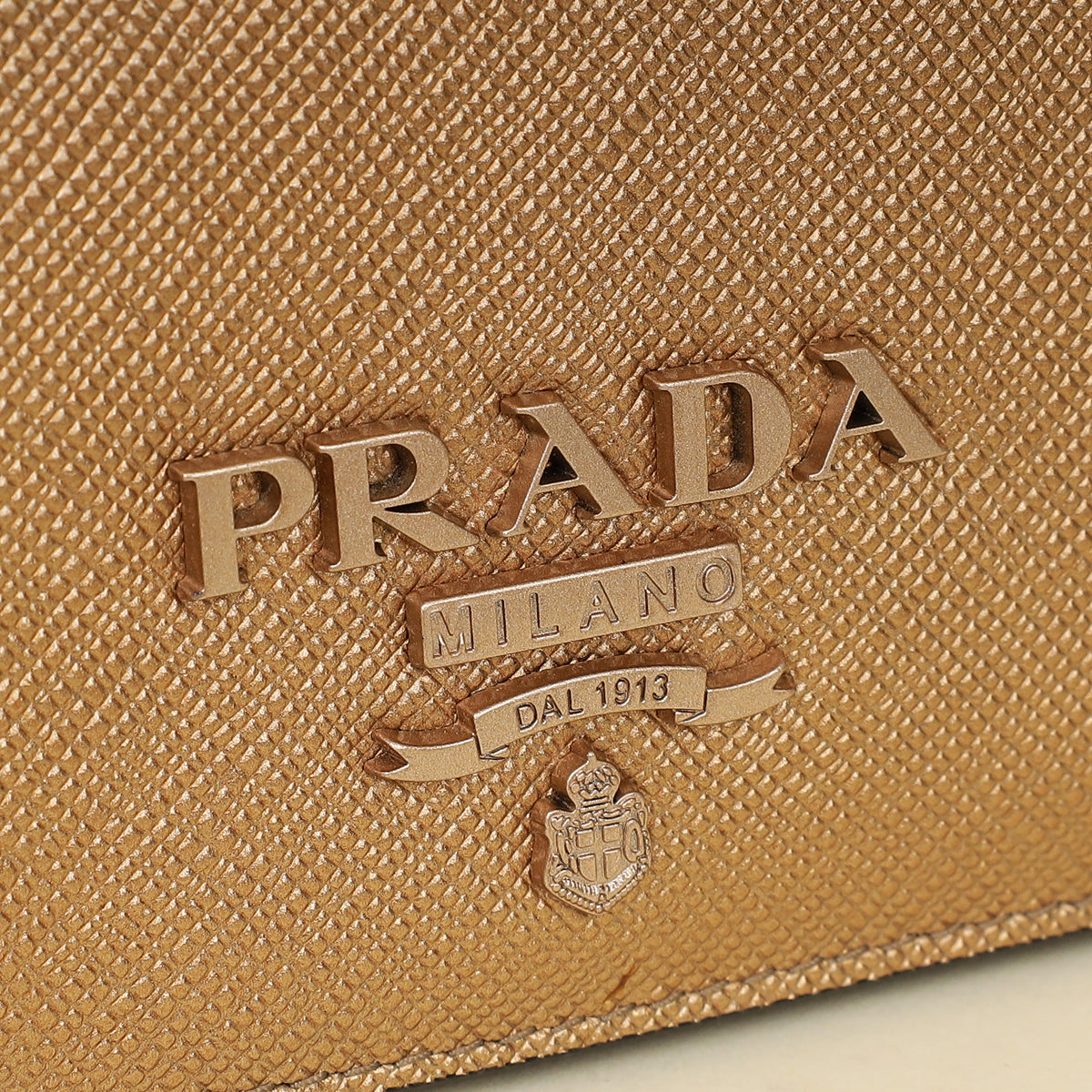 Prada Metallic Champaign Gold Shine Small Wallet