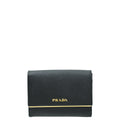 Prada Black Metal Bar French Wallet