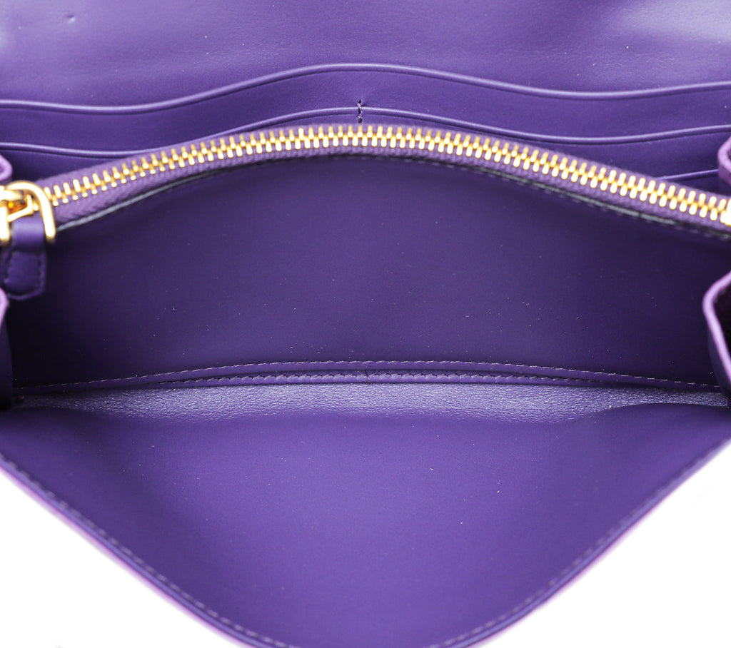 Prada Purple Ostrich Continental Long Wallet