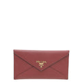 Prada Burgundy Logo Envelope Slim Wallet