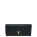 Prada Logo Daino Leather Continental Large Wallet