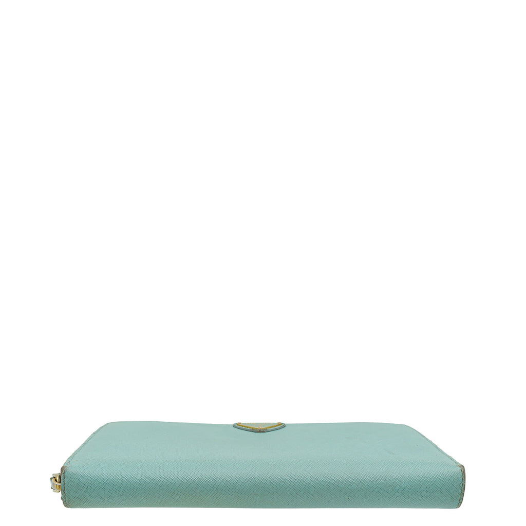 Prada Anice Blue Zip Around Organizer Wallet
