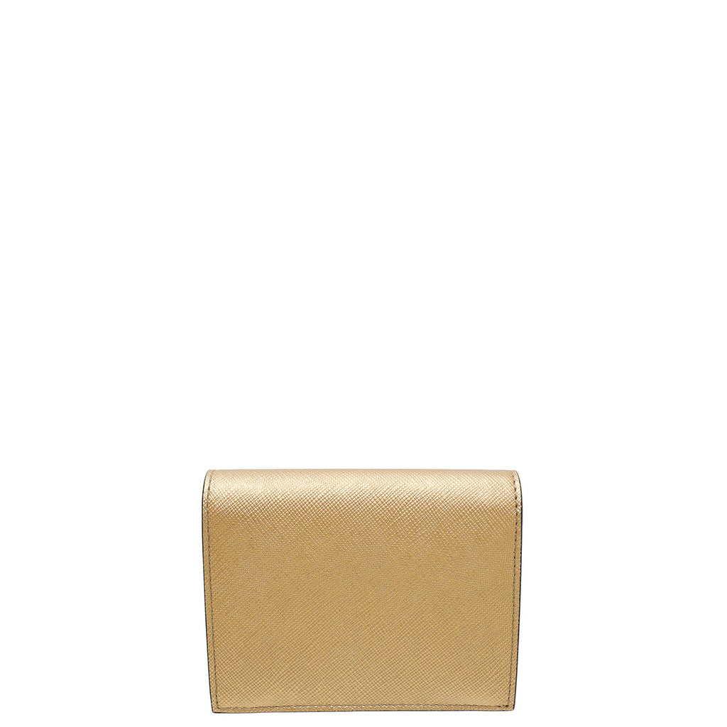 Prada Metallic Pink Bronze Shine Monochrome Small Wallet
