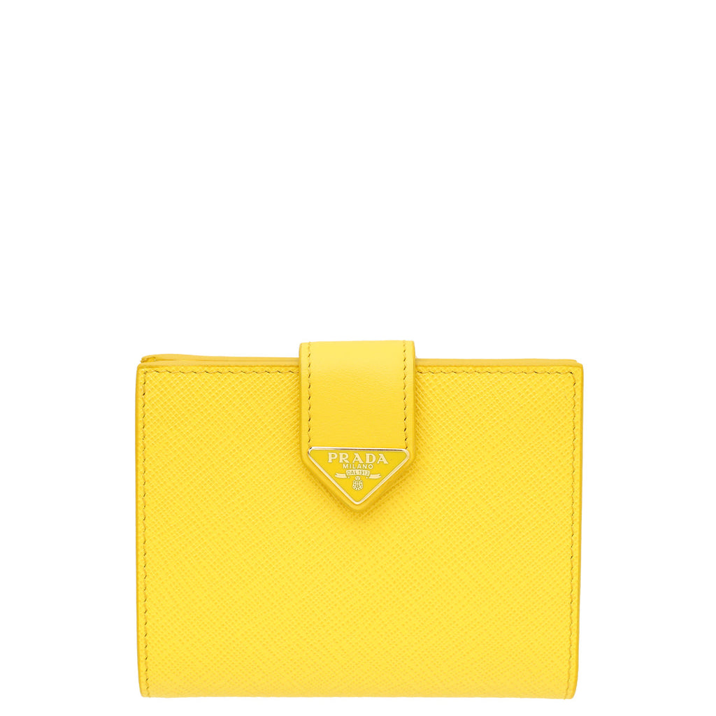 Prada Yellow Small Flap Tab Wallet