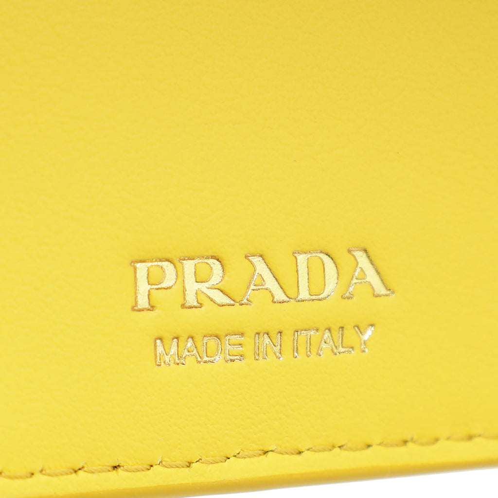 Prada Yellow Small Flap Tab Wallet