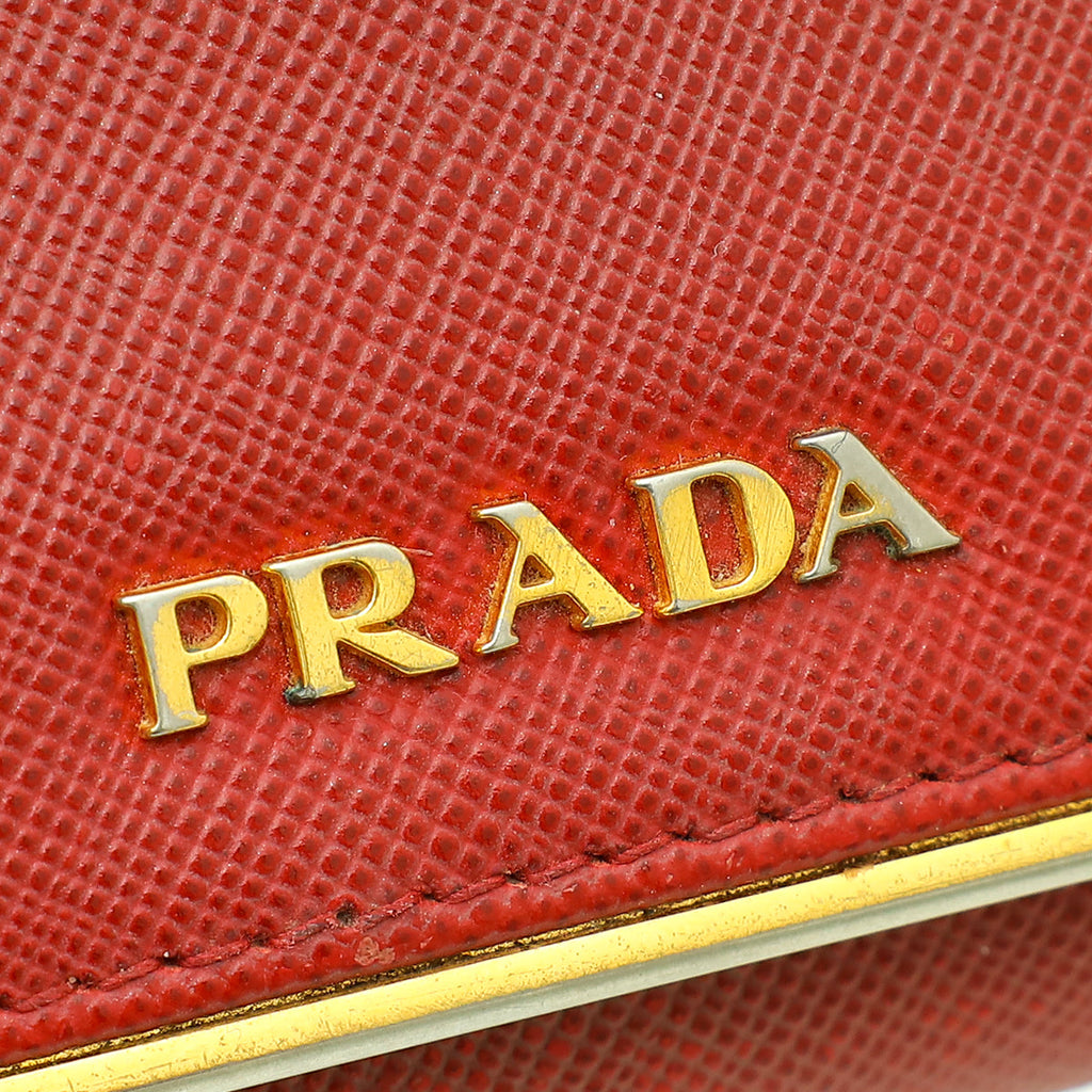 Prada Red Lux Metal Continental Long Wallet