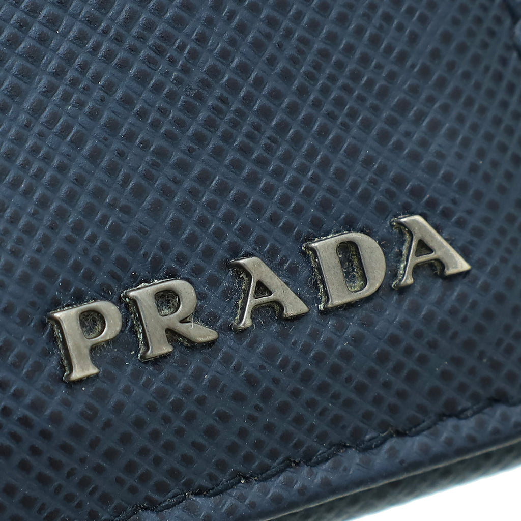 Prada Navy Blue Crocodile Bi-Fold Card Case Wallet