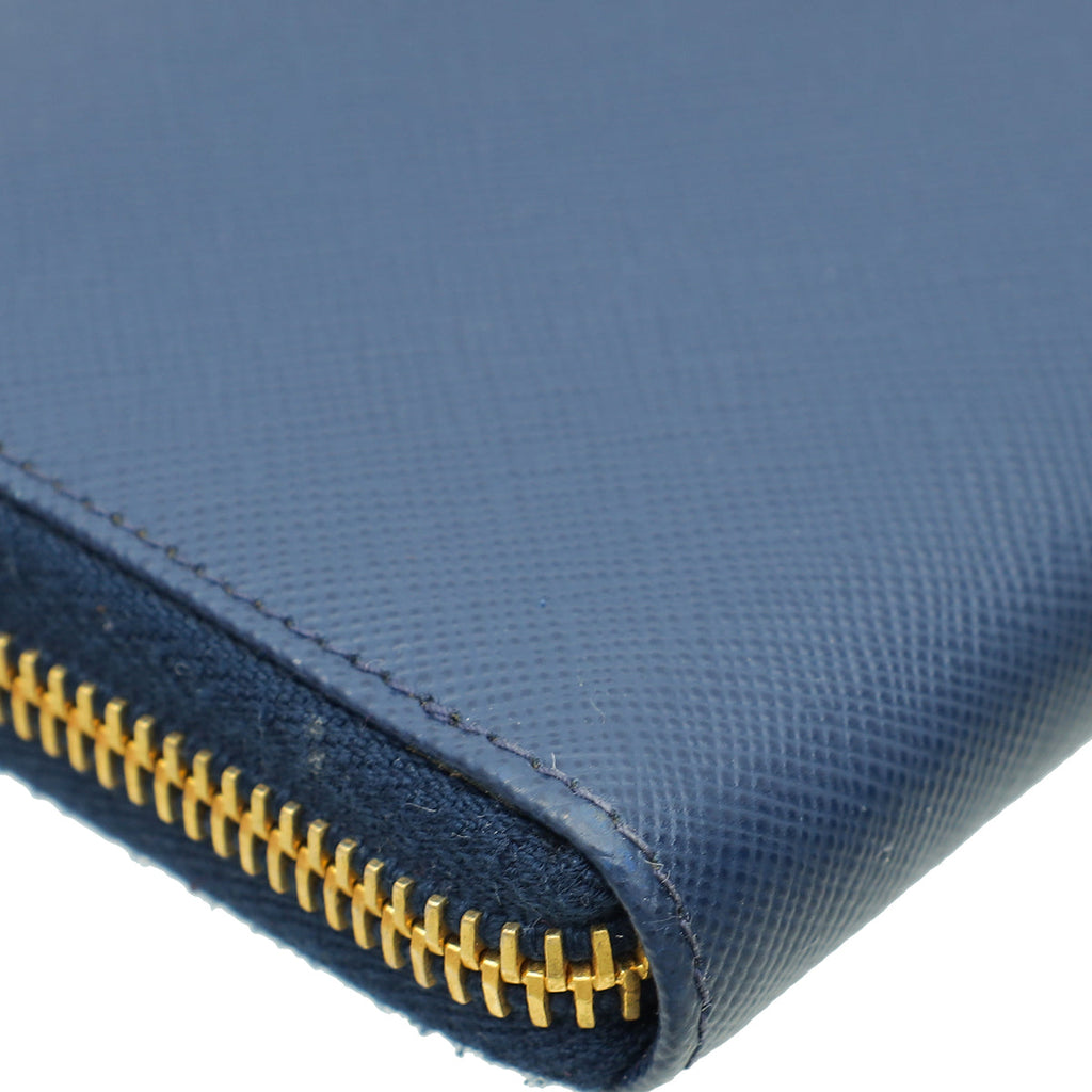 Prada Blue Lux Long Zip Wallet