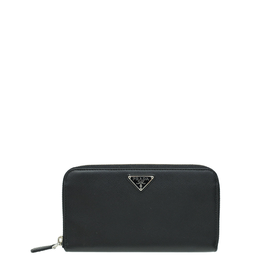 Prada Black Oro Zip Around Wallet