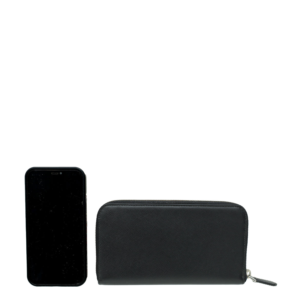 Prada Black Oro Zip Around Wallet