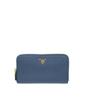 Prada Bluette Metal Zip Around Wallet