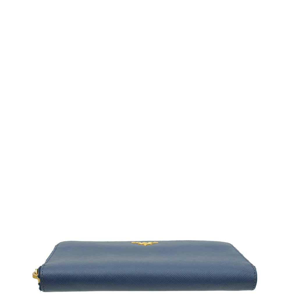Prada Bluette Metal Zip Around Wallet