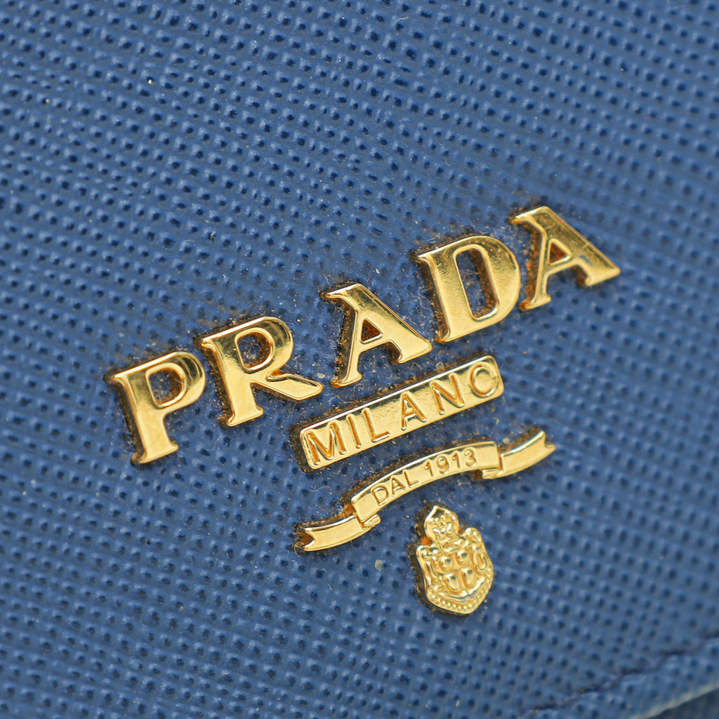 Prada Azzurro Metal Trifold Compact Wallet