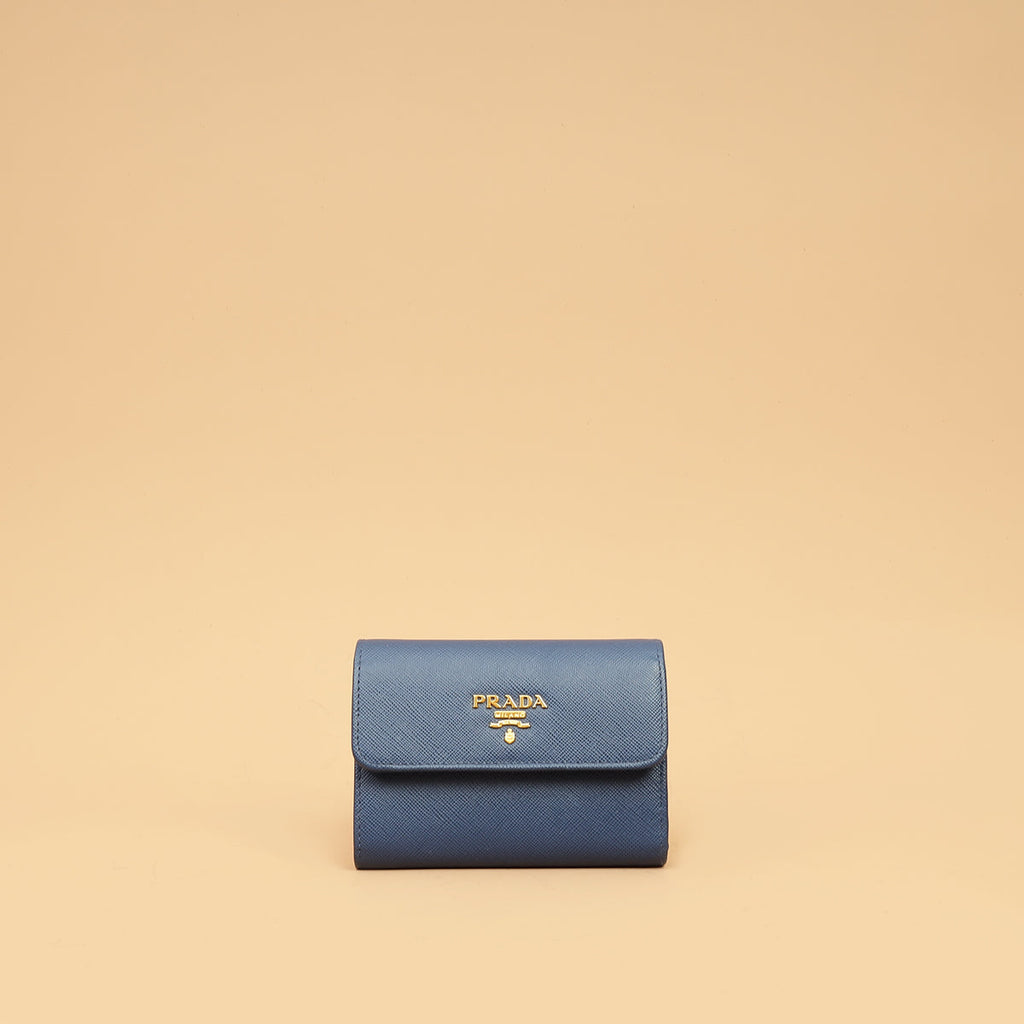 Prada Blue Trifold Small Wallet