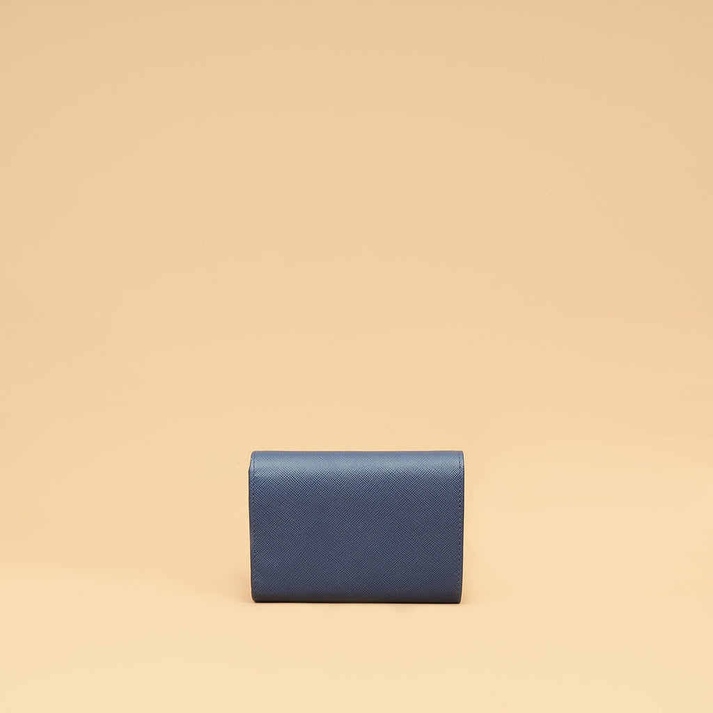 Prada Blue Trifold Small Wallet