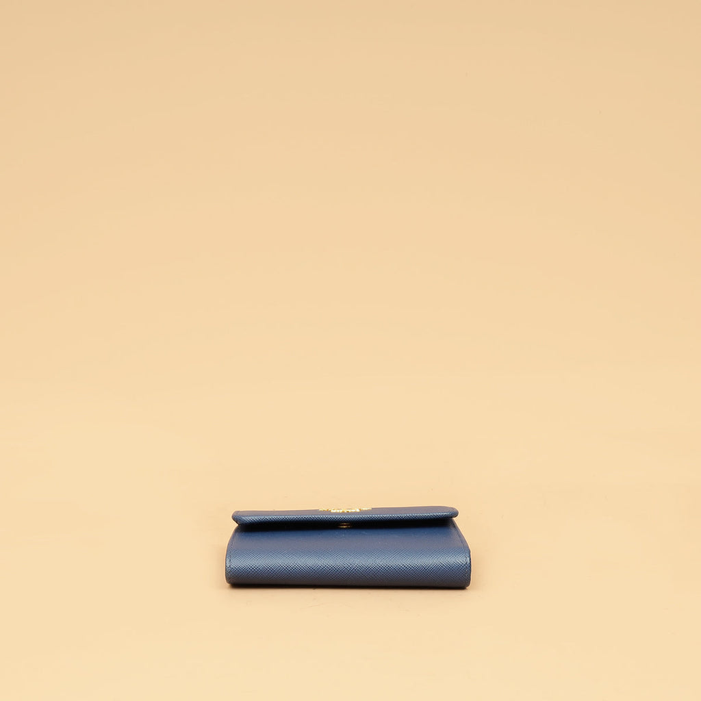 Prada Blue Trifold Small Wallet