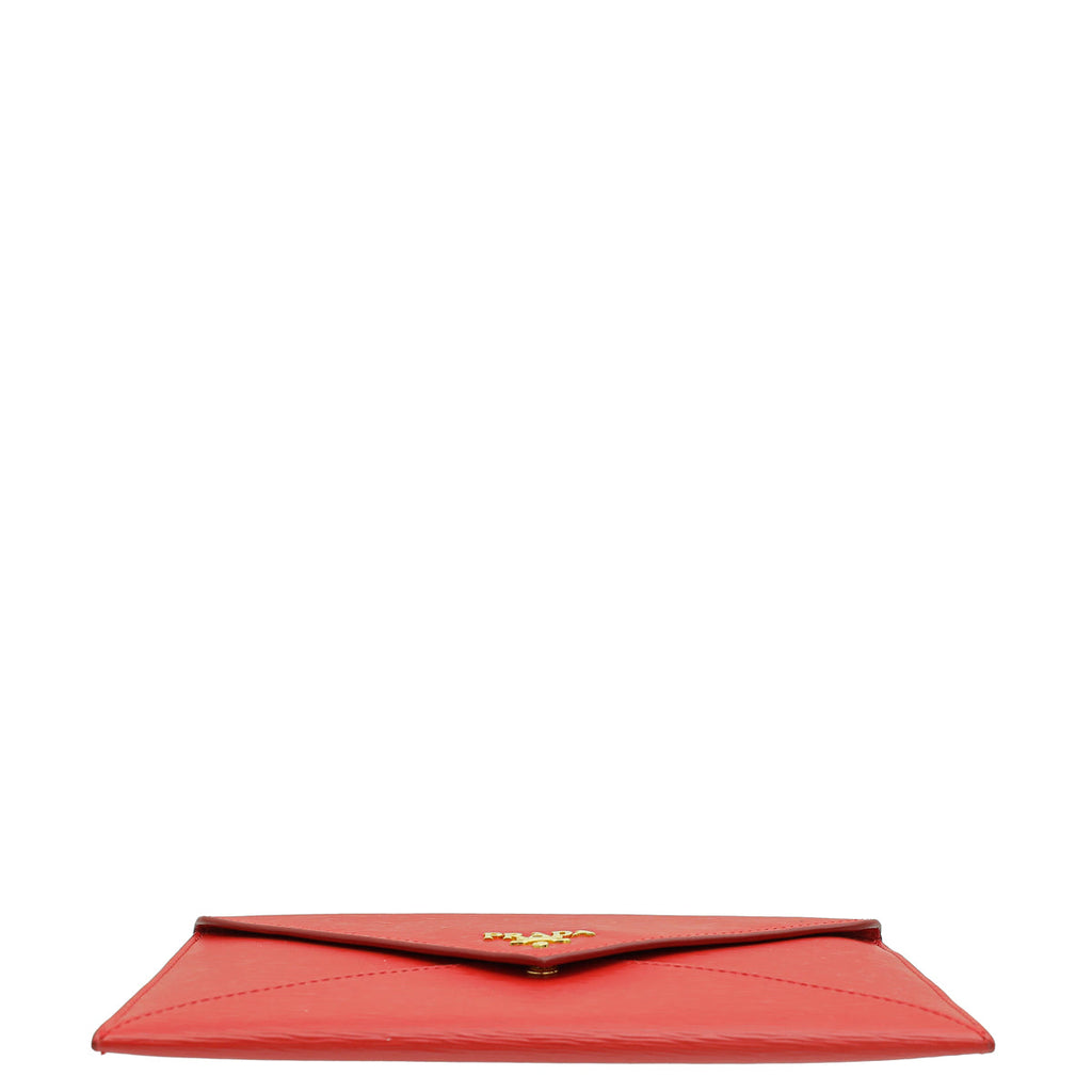 Prada Red Logo Vitello Move Envelope Slim Wallet
