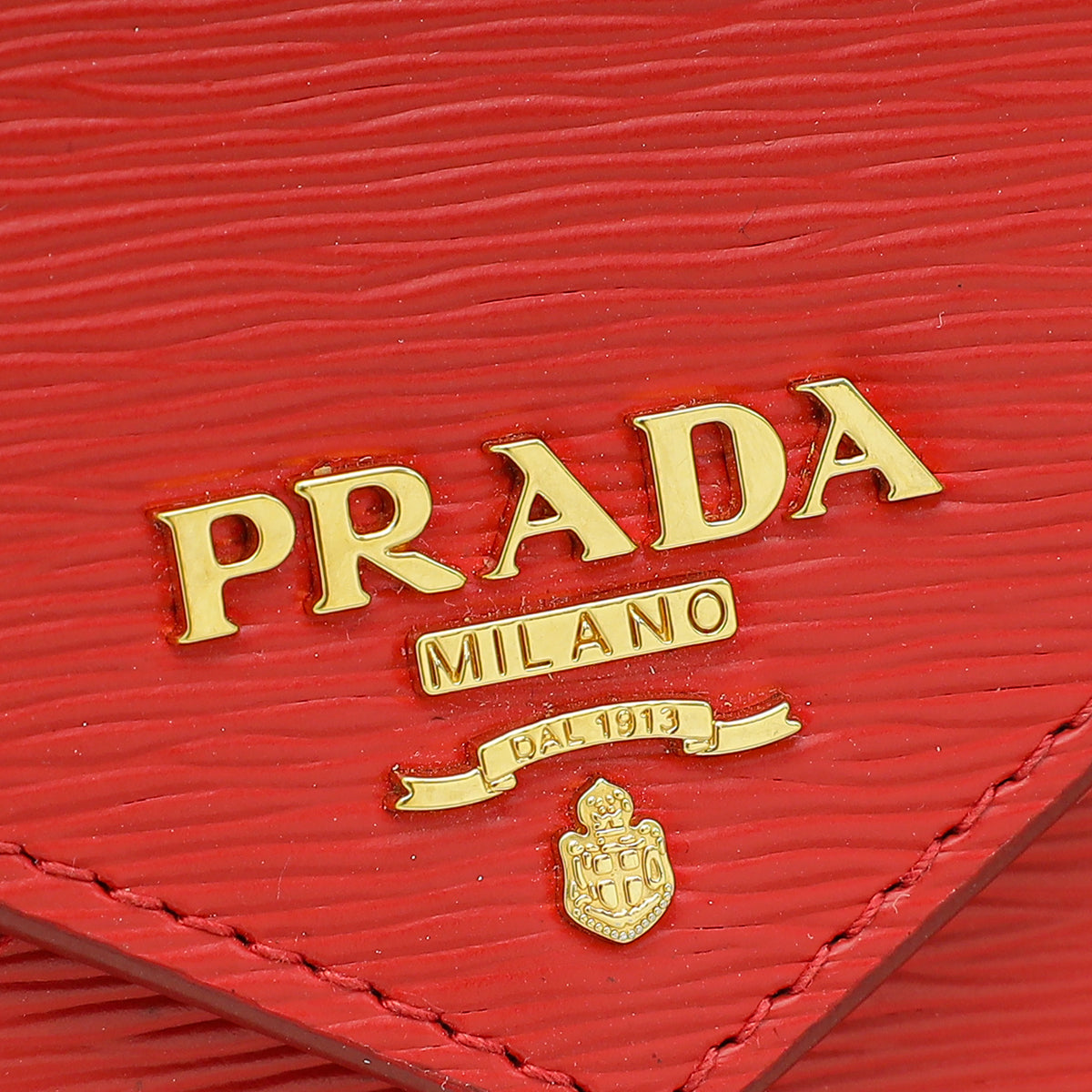 Prada Red Logo Vitello Move Envelope Slim Wallet