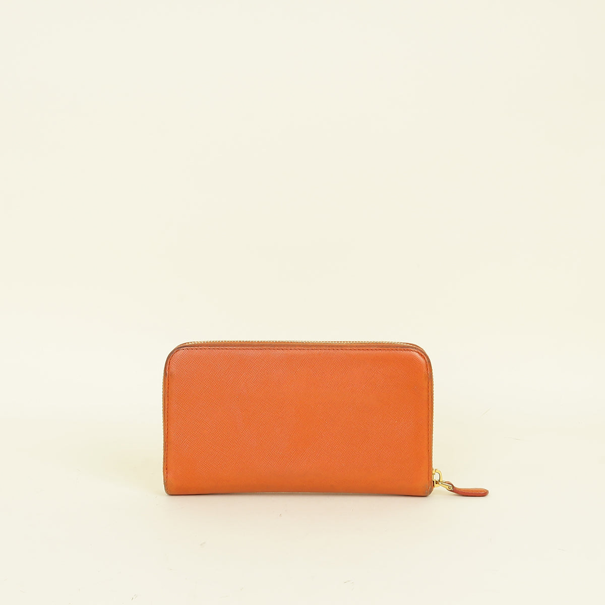 Prada Orange Bow Zip Around Wallet