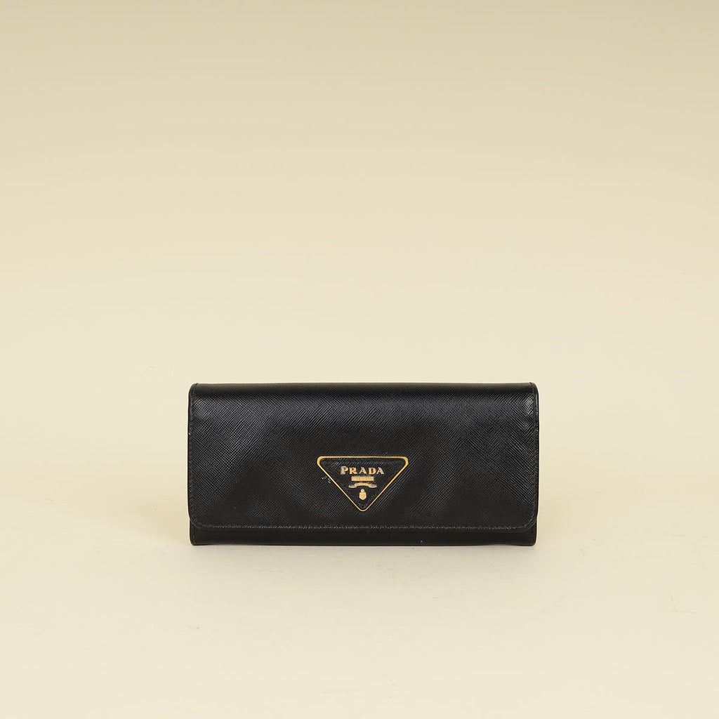 Prada Black Lux Continental Long Wallet