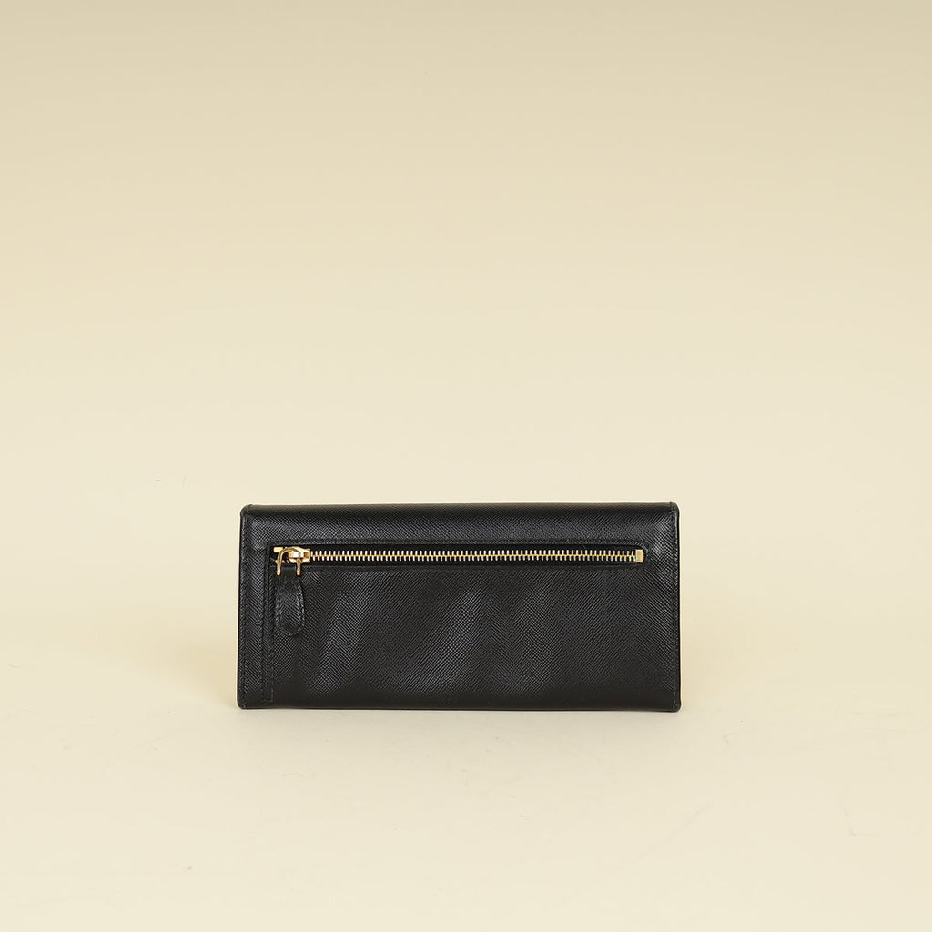 Prada Black Lux Continental Long Wallet