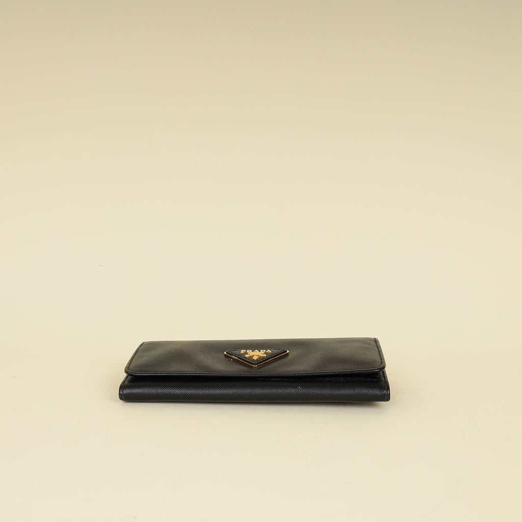 Prada Black Lux Continental Long Wallet