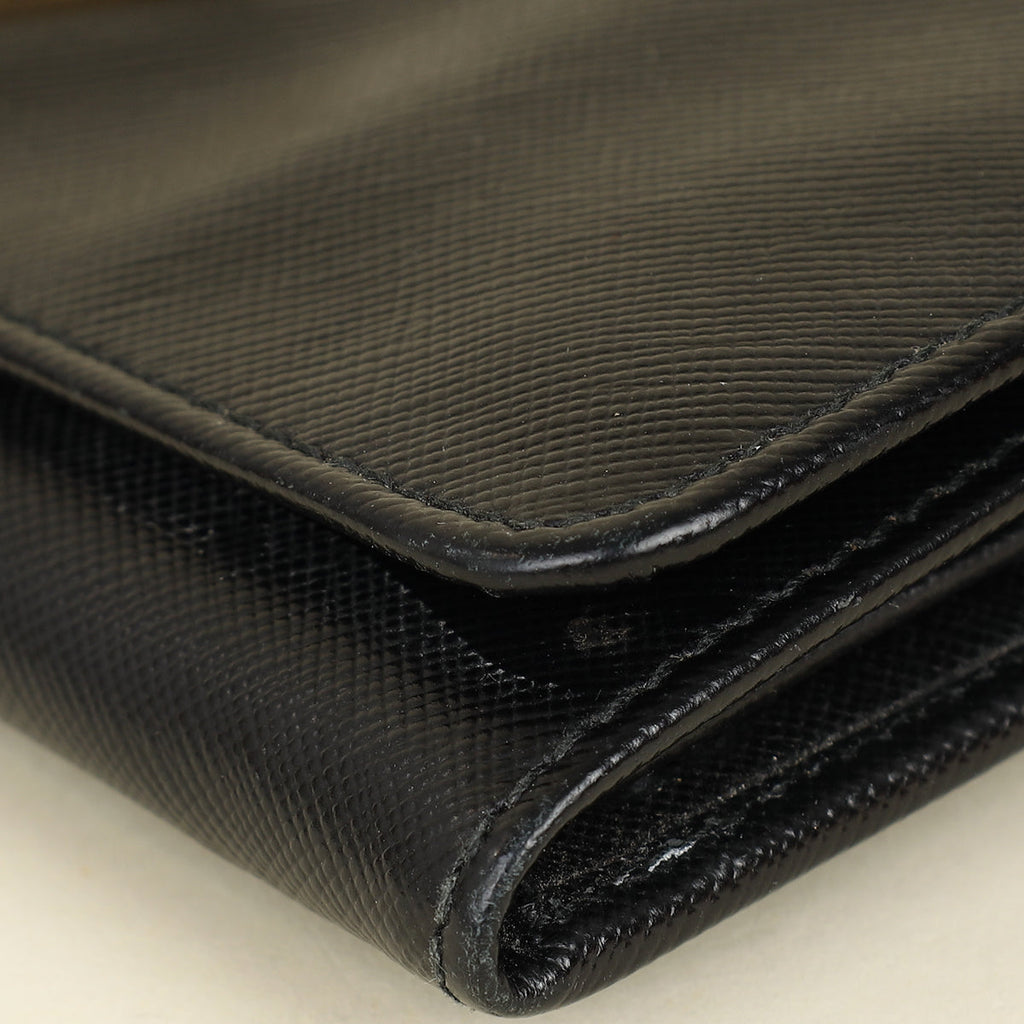 Prada Black Lux Continental Long Wallet