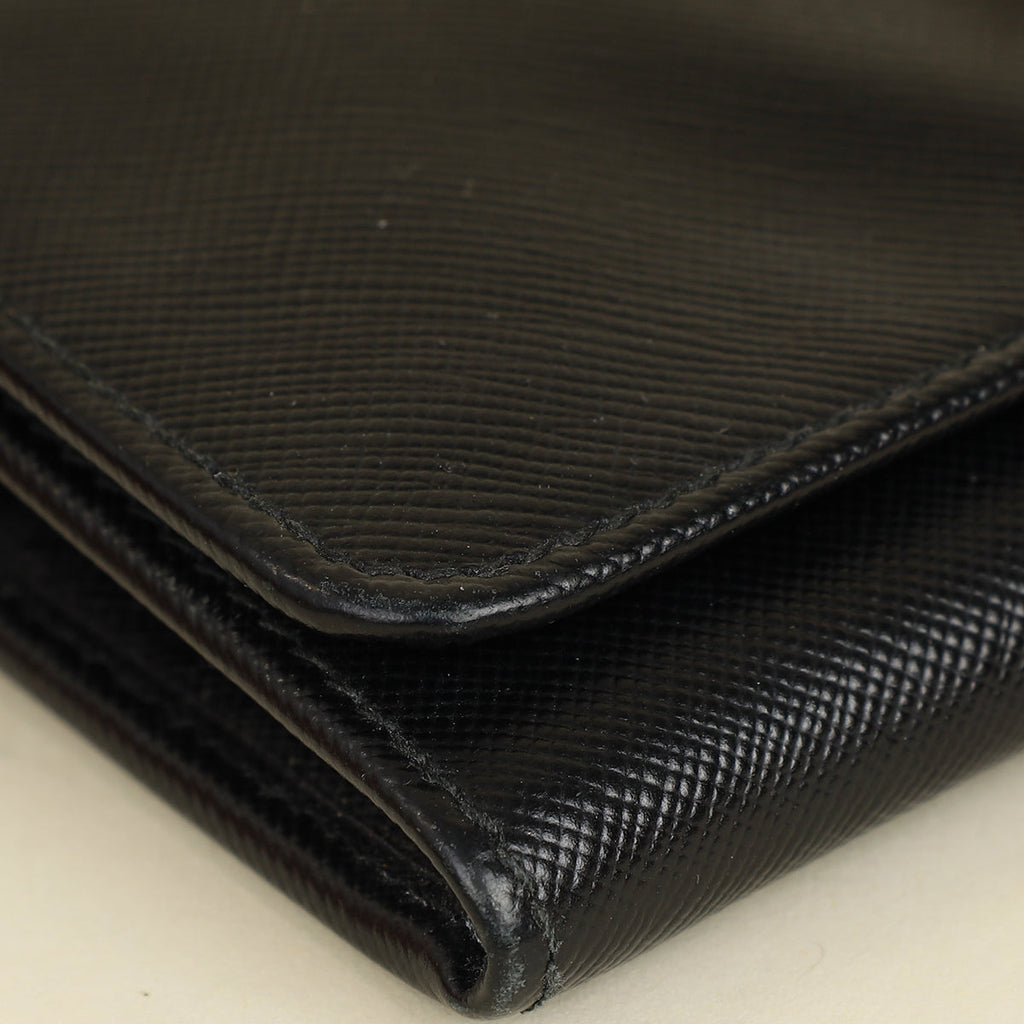 Prada Black Lux Continental Long Wallet